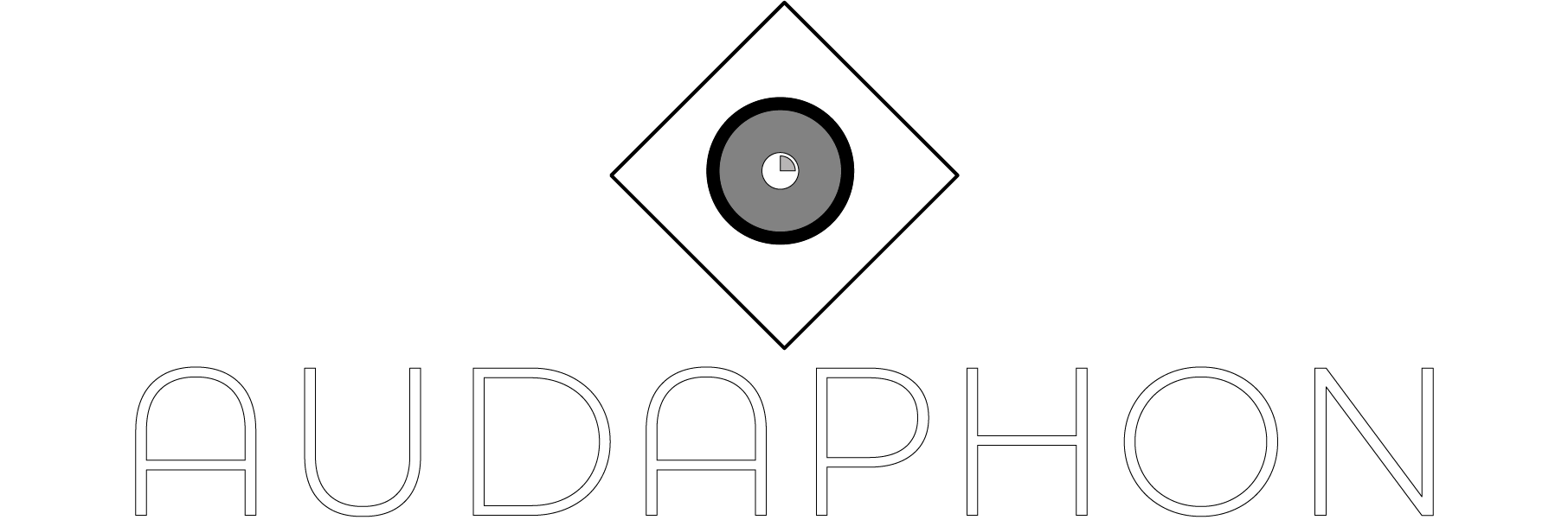 AUDAPHON Logo DG und Schrift Weiss mit Rand