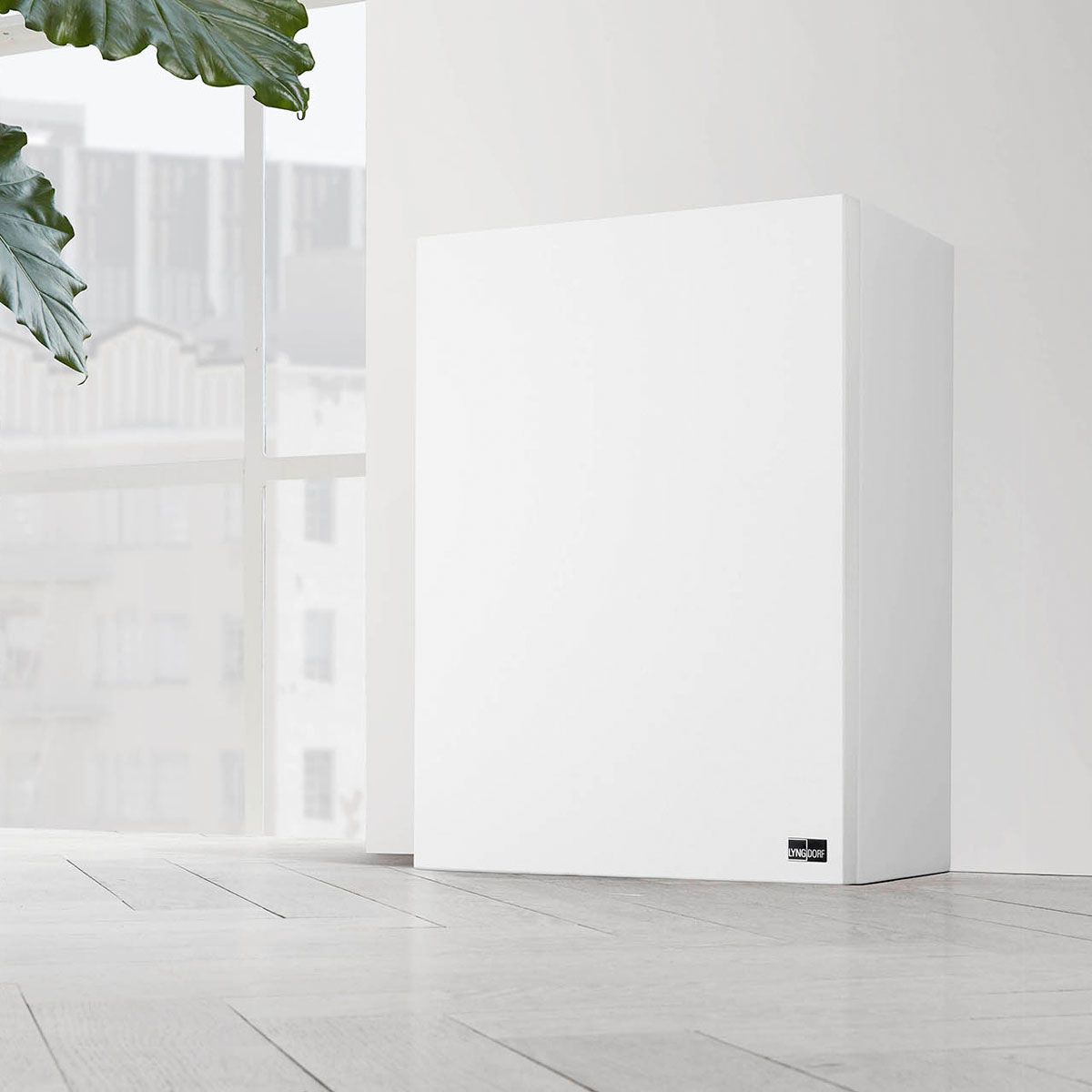 Lyngdorf BW-2 Subwoofer weiß mit Abdeckung Bildformat 1200x1200 Wohnzimmer