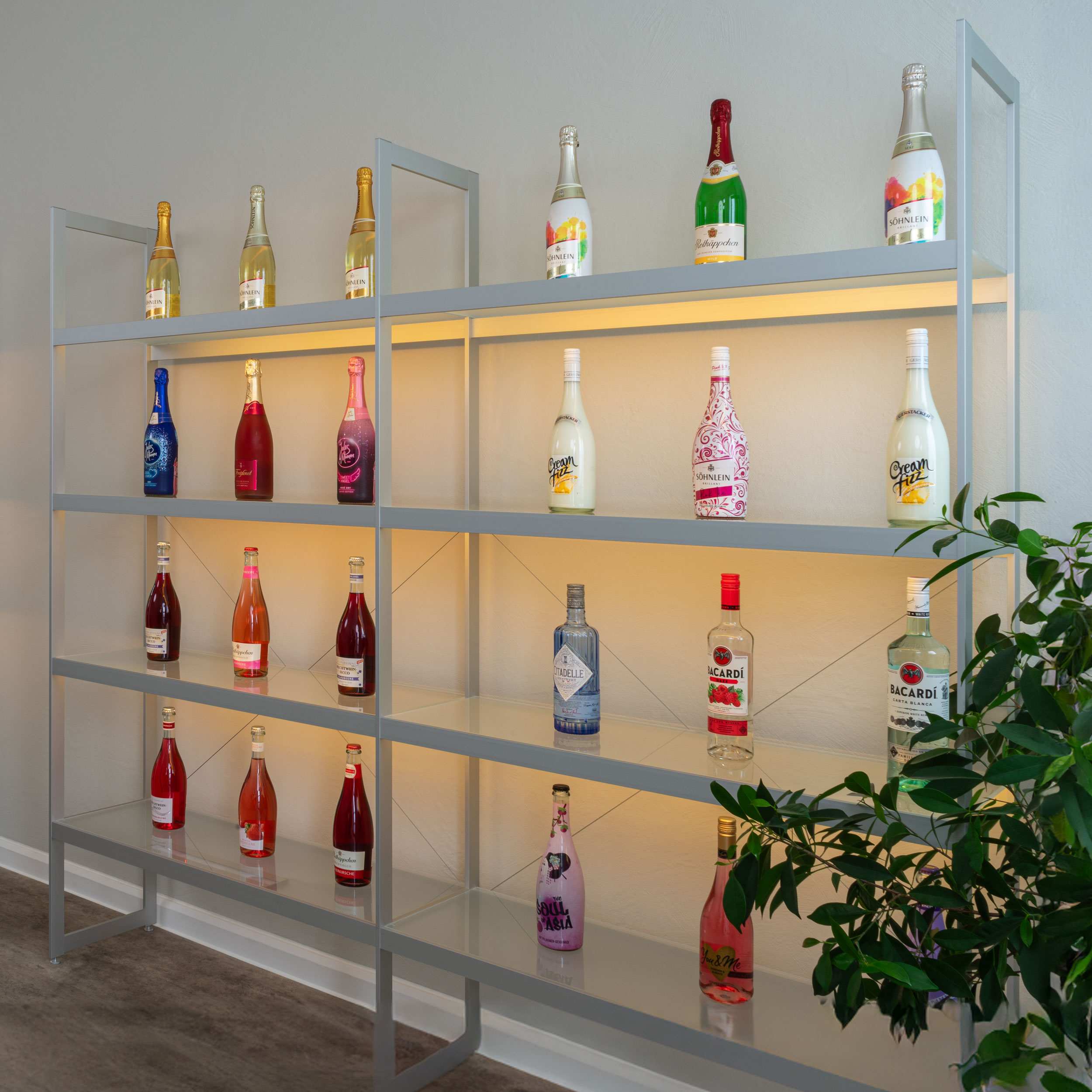 AUDAPHON Lichtregal 200x35x185 mit Alkohol Licht Bildformat 1zu1