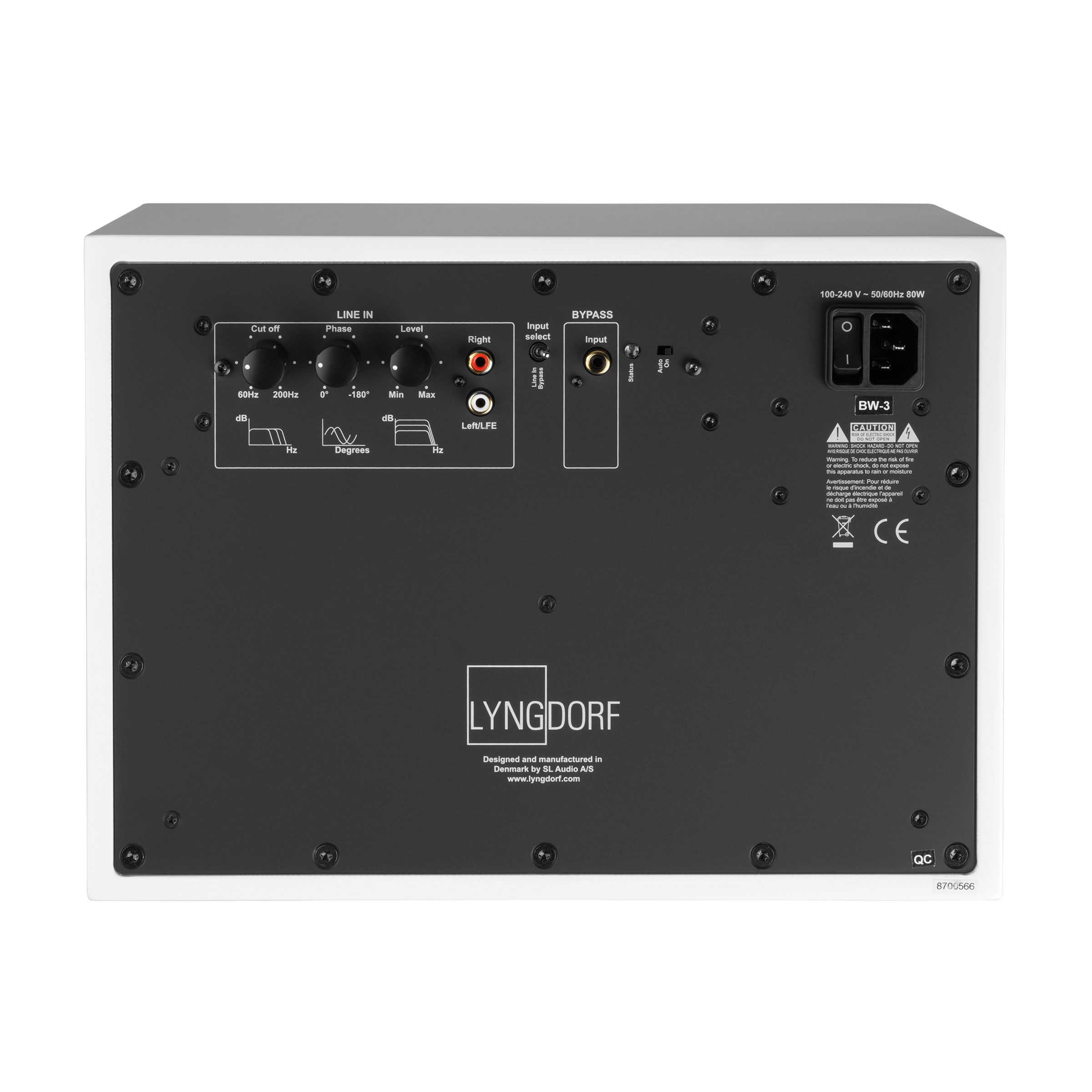 Lyngdorf BW-3 Subwoofer Weiß Back Bildformat 2400x2400 weißer Hintergrund