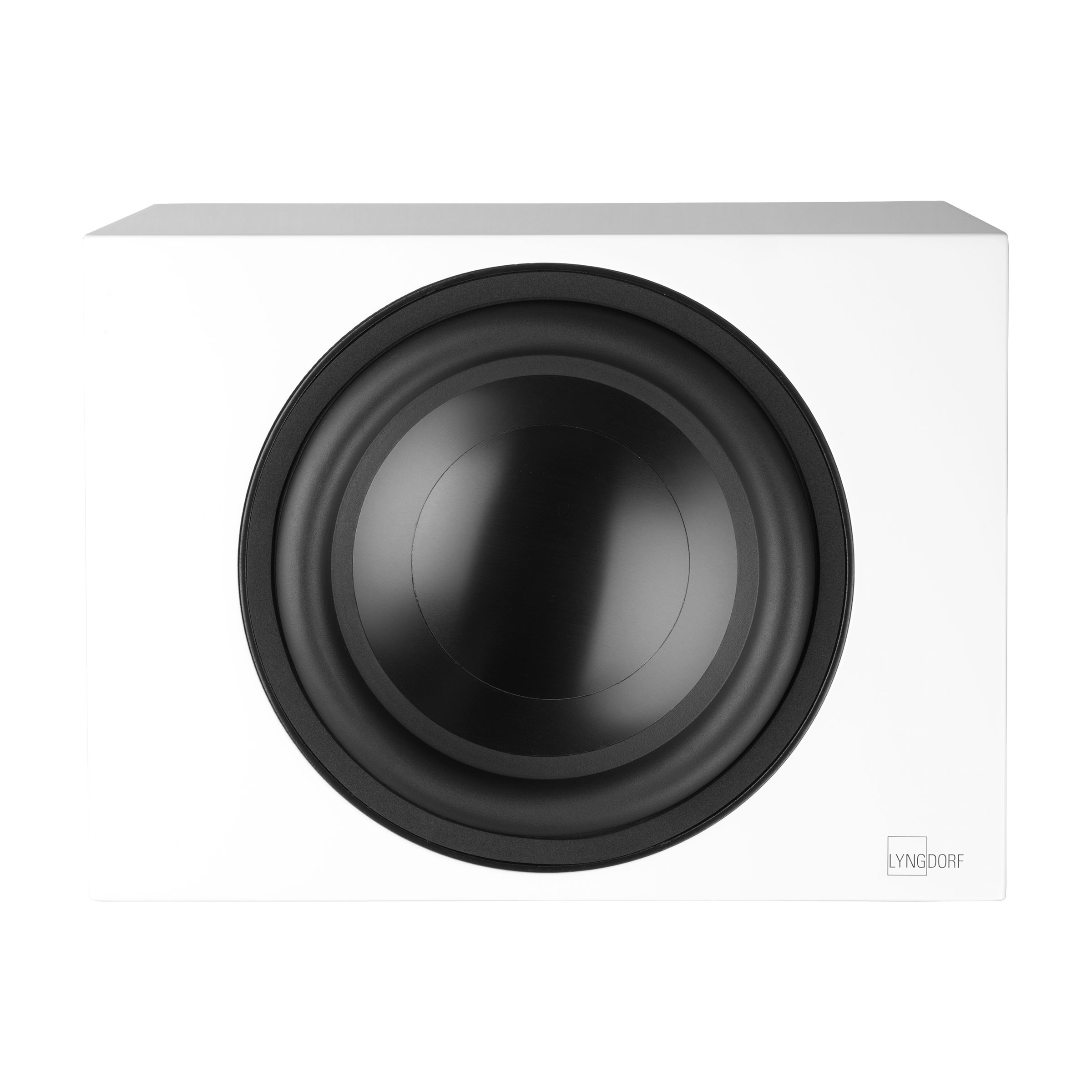 Lyngdorf BW-3 Subwoofer Weiß Front Bildformat 2400x2400 weißer Hintergrund