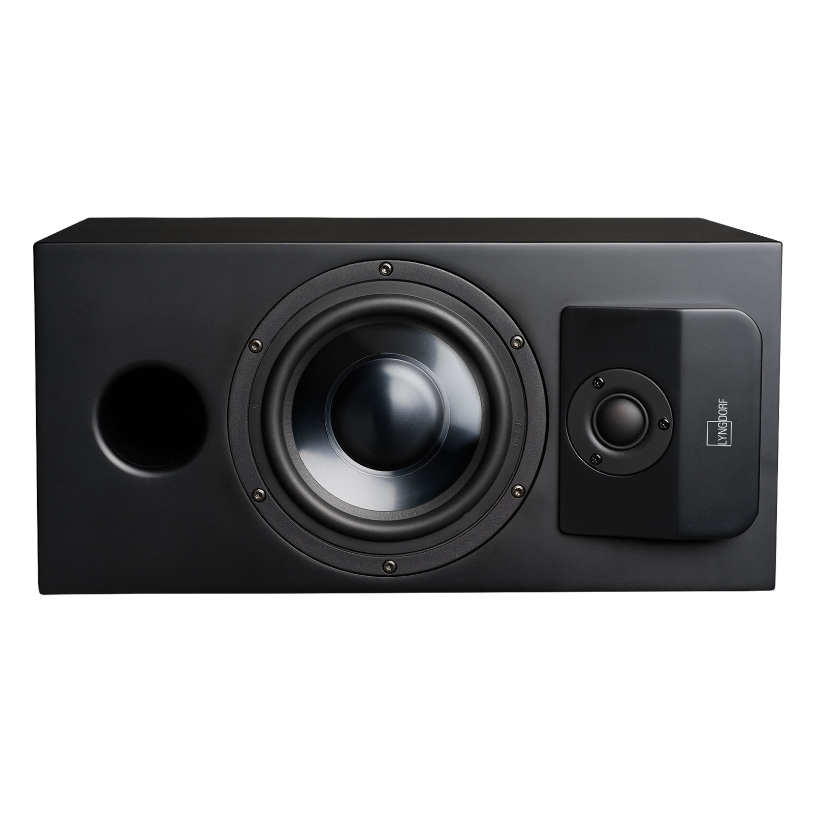 Lyngdorf CS-1 Kompaktlautsprecher  Schwarz Front Bildformat 1600x1600 weißer Hintergrund Lyngdorf CS-1 Kompaktlautsprecher Schwarz Front Bildformat 1600x1600 weißer Hintergrund