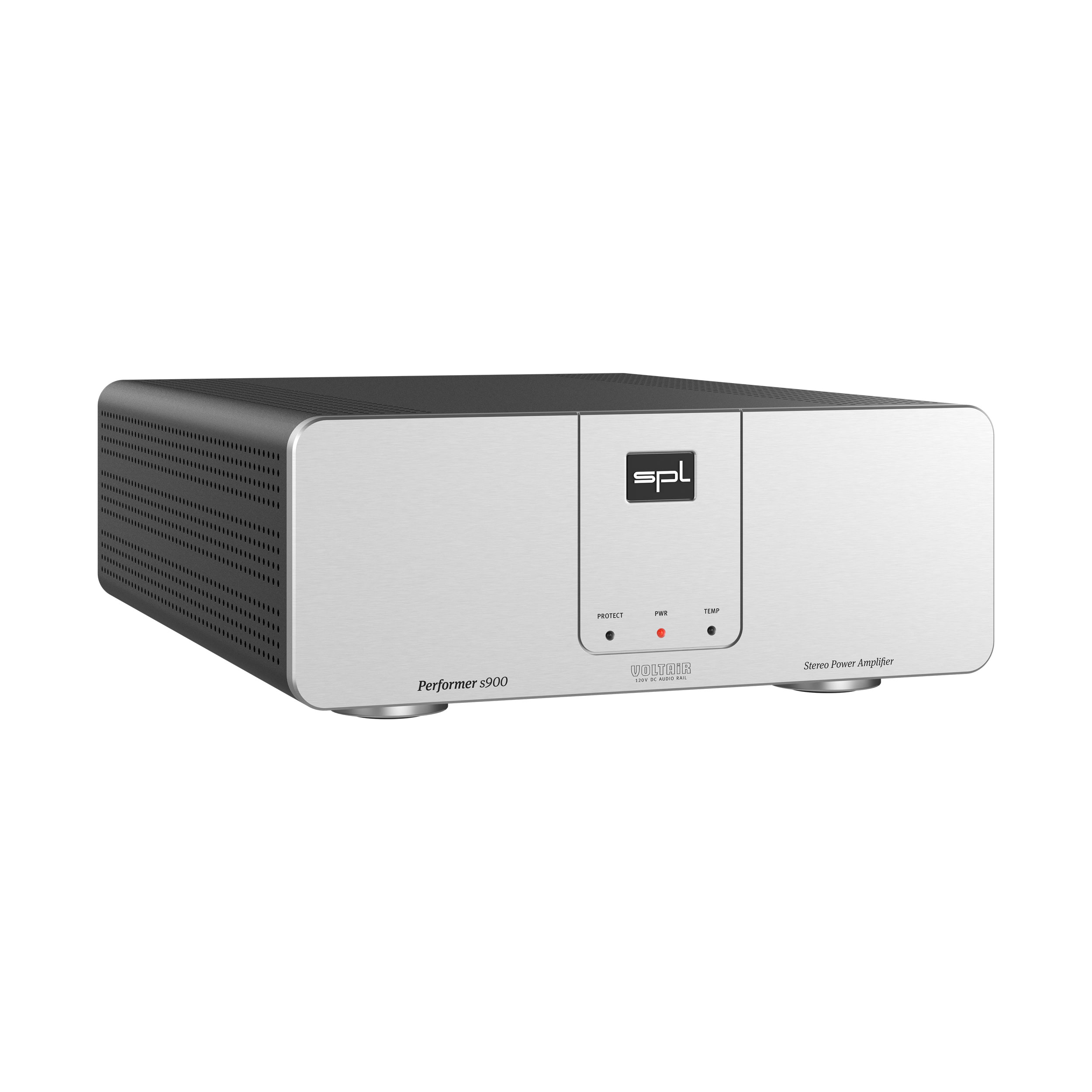 SPL Performer s900 Stereo-Endstufe left  schwarzes Gehäuse Front Silber Bildformat 1zu1 weißer Hintergrund SPL Performer s900 Stereo-Endstufe left schwarzes Gehäuse Front Silber Bildformat 1zu1 weißer Hintergrund
