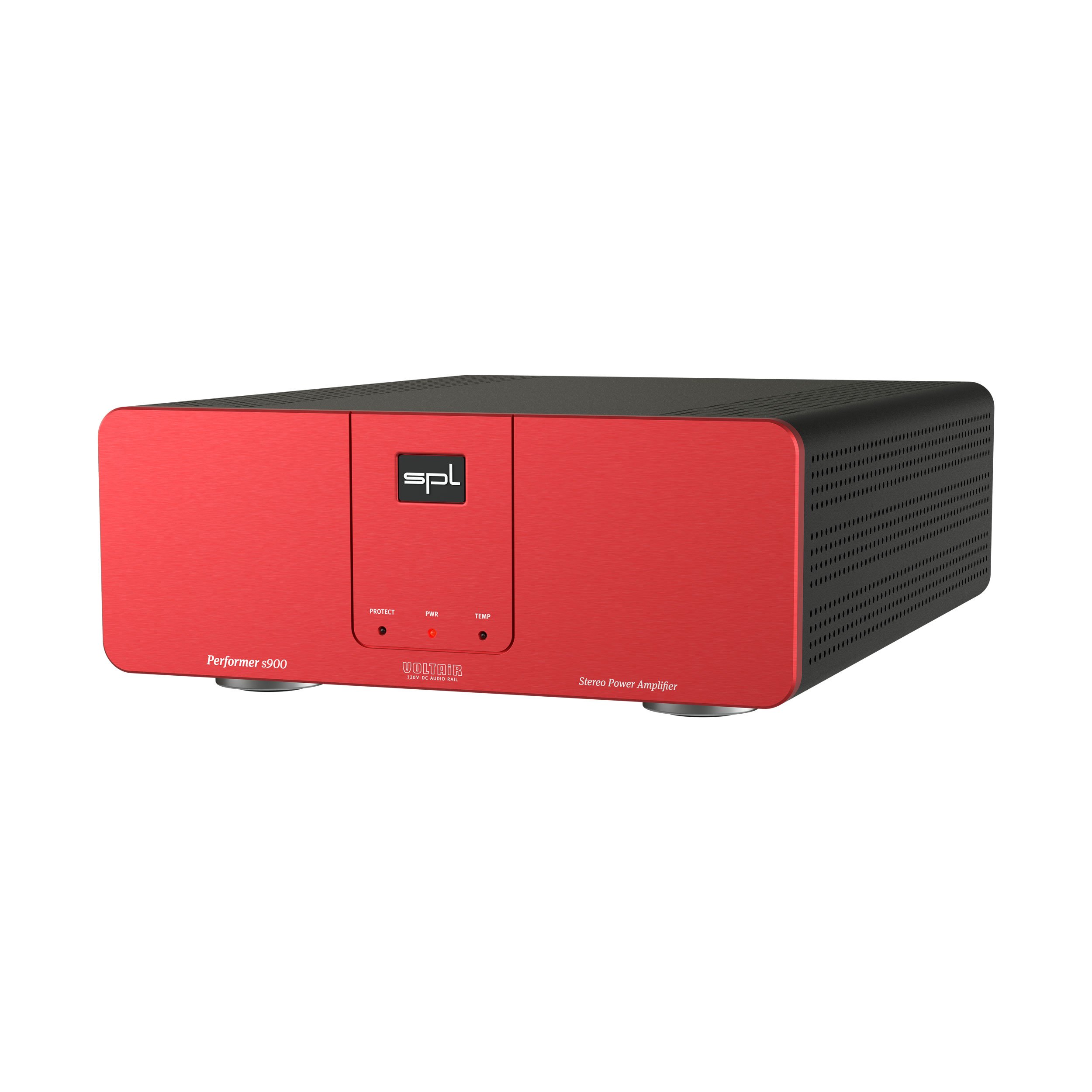 SPL Performer s900 Stereo-Endstufe right  schwarzes Gehäuse Front Rot Bildformat 1zu1 weißer Hintergrund SPL Performer s900 Stereo-Endstufe right schwarzes Gehäuse Front Rot Bildformat 1zu1 weißer Hintergrund