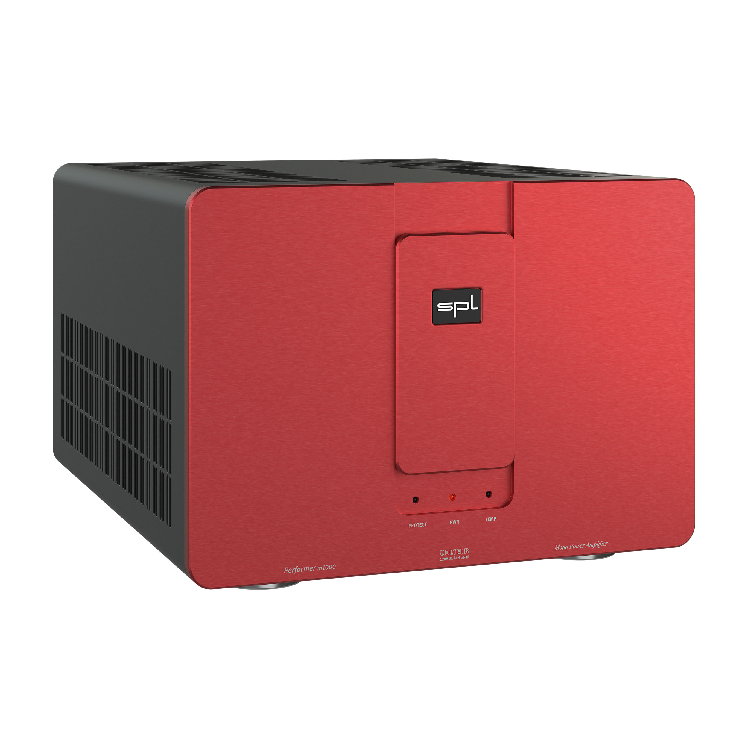 SPL Performer m1000 Mono-Endstufe linke Seite Front Rot-Rot Gehäuse Schwarz Bildformat 1zu1 weißer Hintergrund SPL Performer m1000 Mono-Endstufe linke Seite Front Rot-Rot Gehäuse Schwarz Bildformat 1zu1 weißer Hintergrund