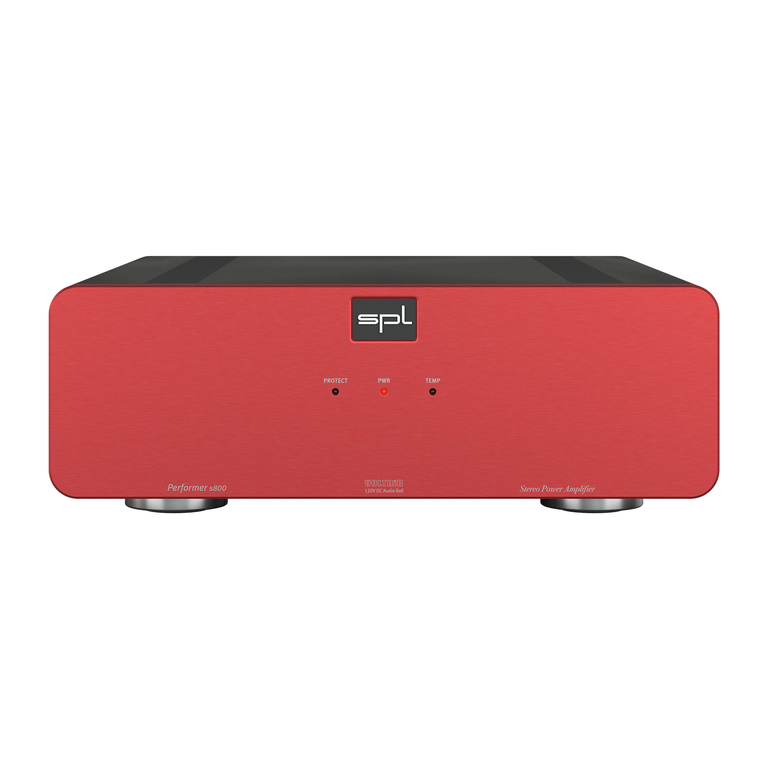 SPL Performer s800 Stereo-Endstufe Front Rot Gehäuse Schwarz Bildformat 1zu1 weißer Hintergrund SPL Performer s800 Stereo-Endstufe Front Rot Gehäuse Schwarz Bildformat 1zu1 weißer Hintergrund