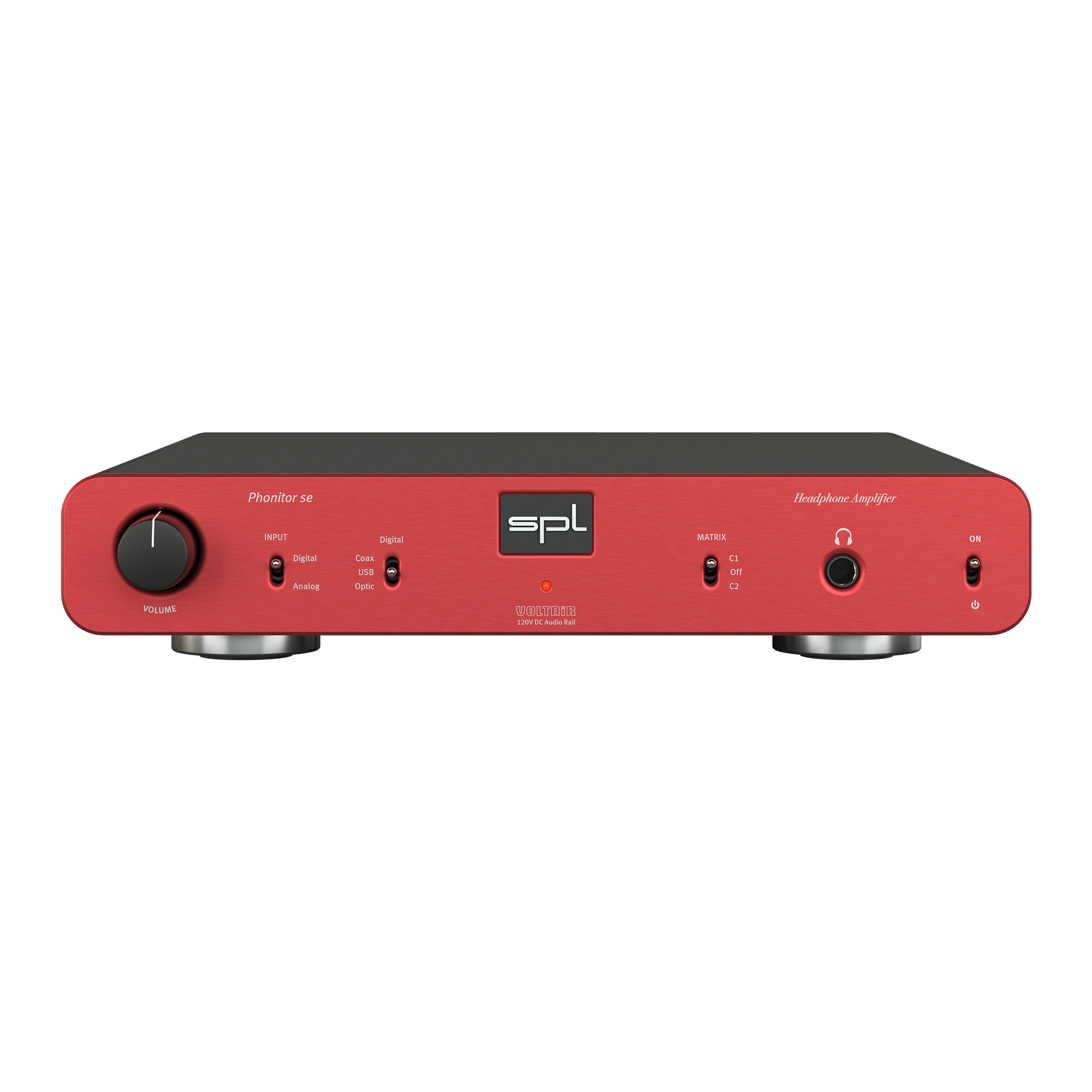 SPL Phonitor se Kopfhörerverstärker Front Rot Gehäuse Schwarz Bildformat 1zu1 weißer Hintergrund SPL Phonitor se Kopfhörerverstärker Front Rot Gehäuse Schwarz Bildformat 1zu1 weißer Hintergrund