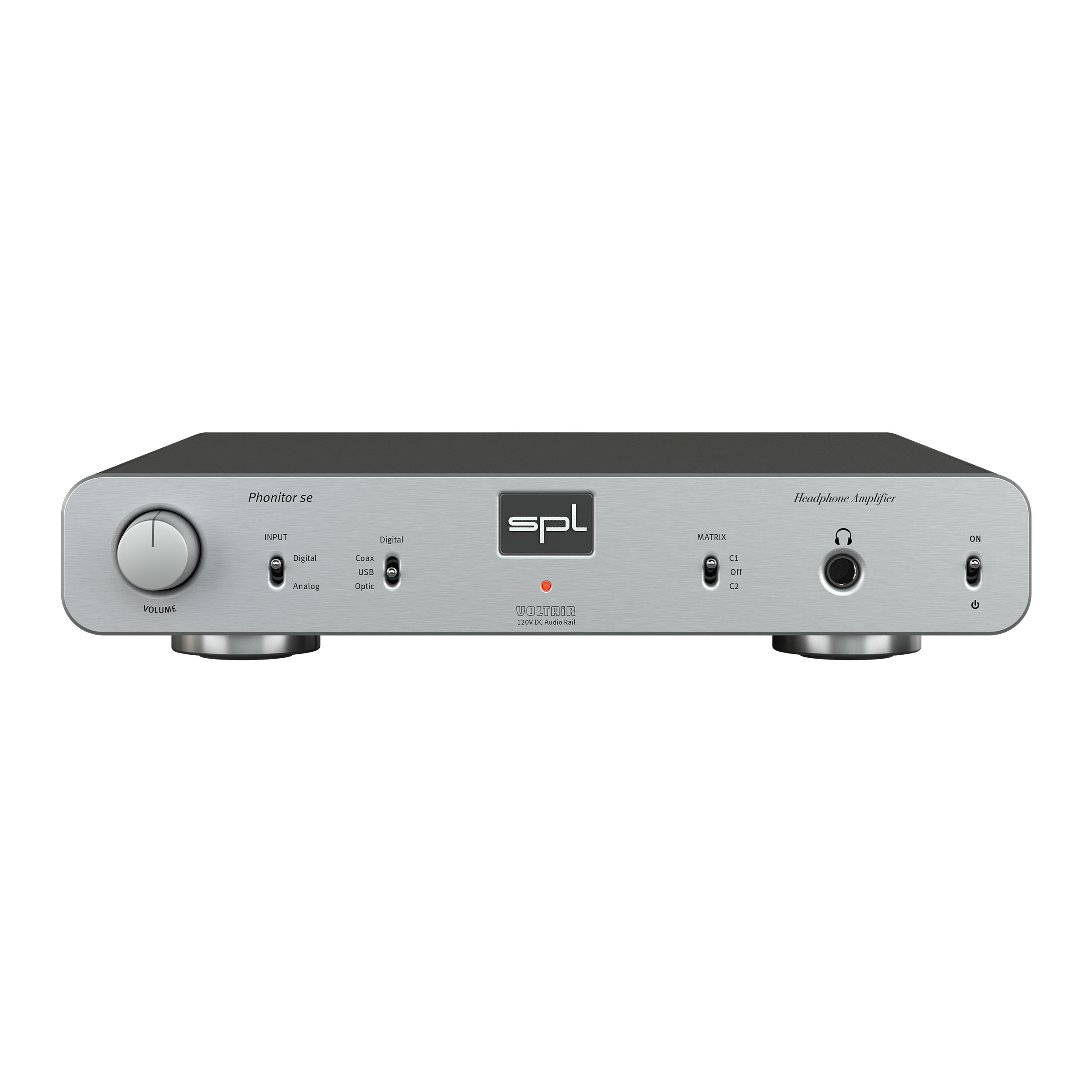 SPL Phonitor se Kopfhörerverstärker Front Silber Gehäuse Schwarz Bildformat 1zu1 weißer Hintergrund SPL Phonitor se Kopfhörerverstärker Front Silber Gehäuse Schwarz Bildformat 1zu1 weißer Hintergrund