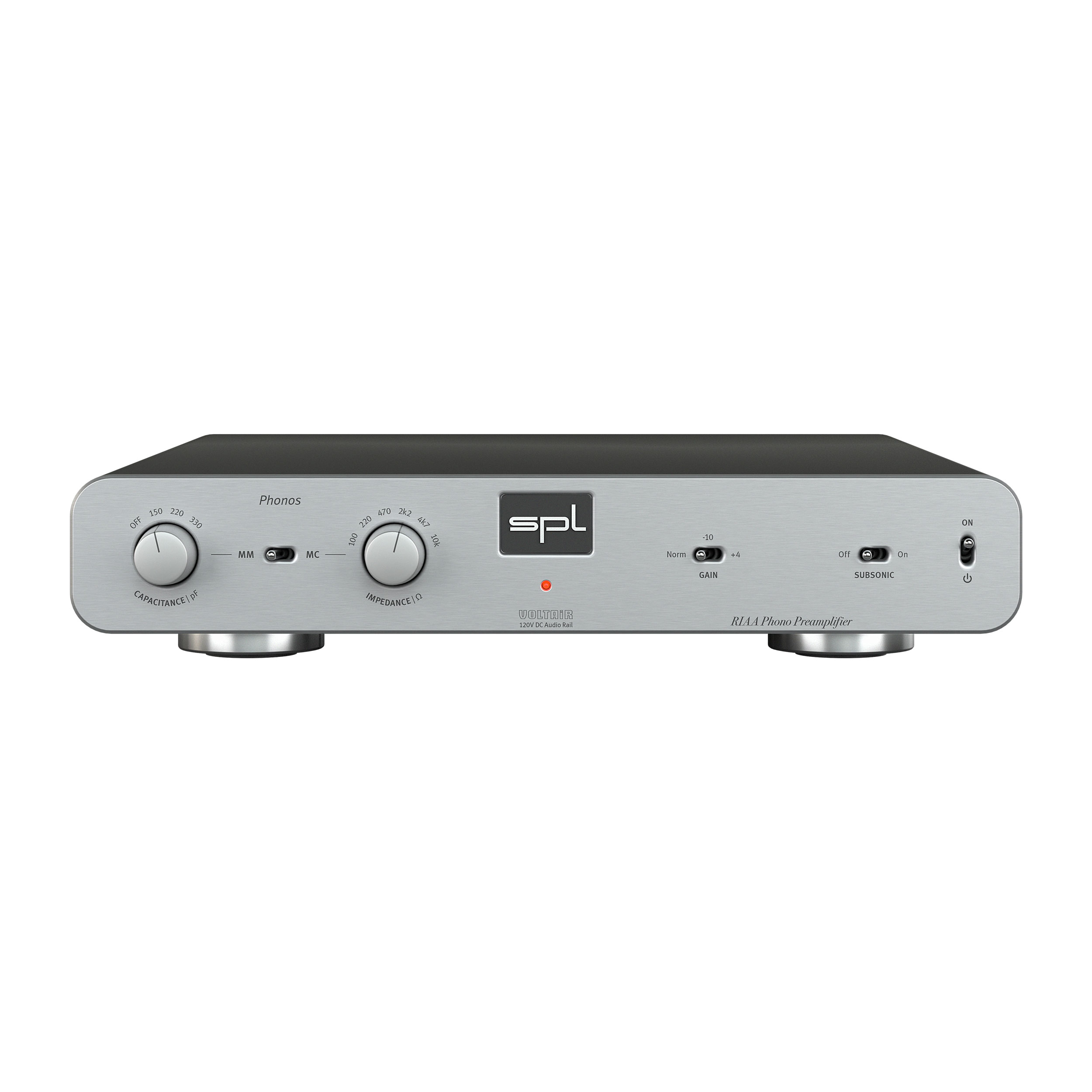 SPL Phonos Front Silber Gehäuse Schwarz Bildformat 1zu1 weißer Hintergrund SPL Phonos Front Silber Gehäuse Schwarz Bildformat 1zu1 weißer Hintergrund