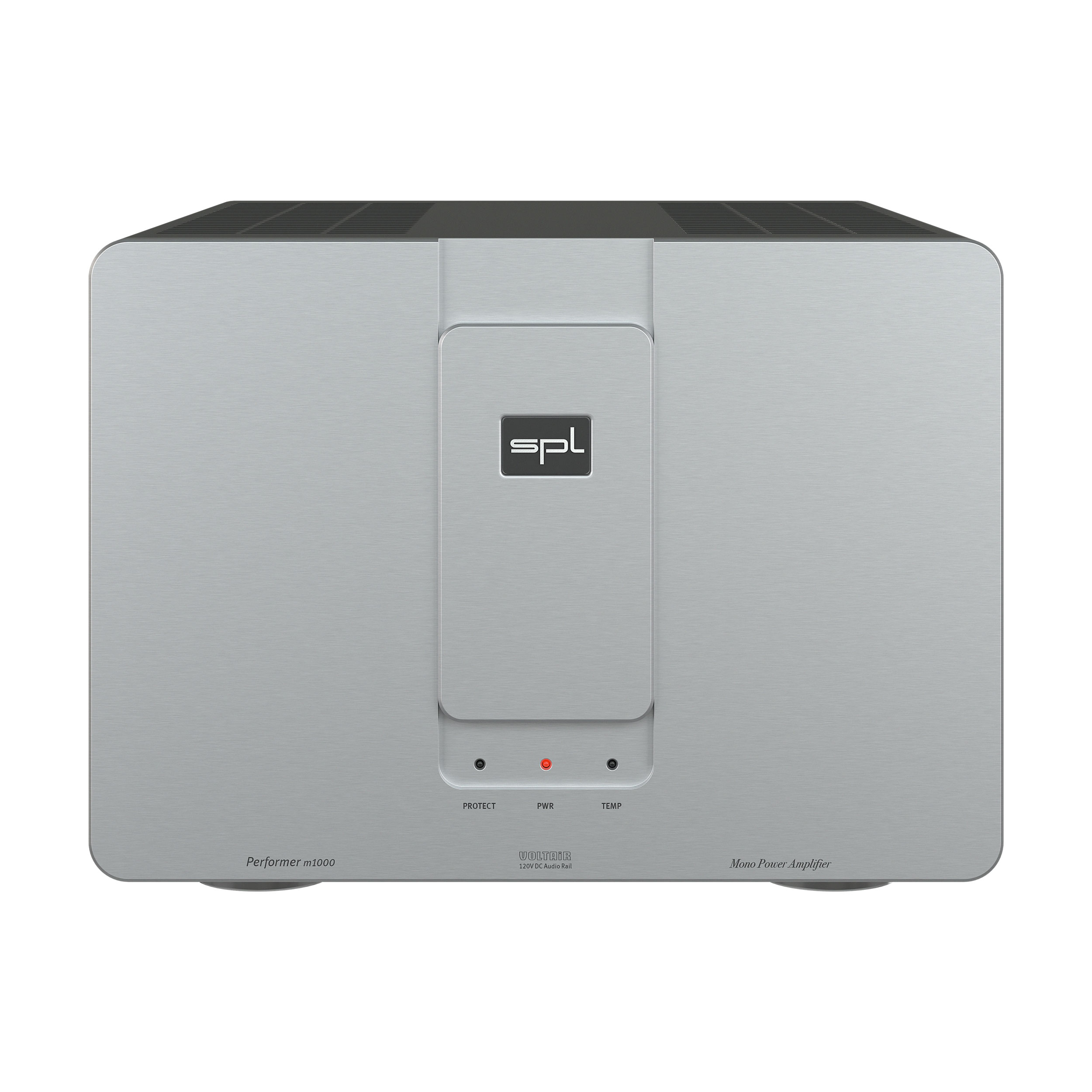 SPL Performer m1000 Mono-Endstufe Front Silber-Silber Gehäuse Schwarz Bildformat 1zu1 weißer Hintergrund